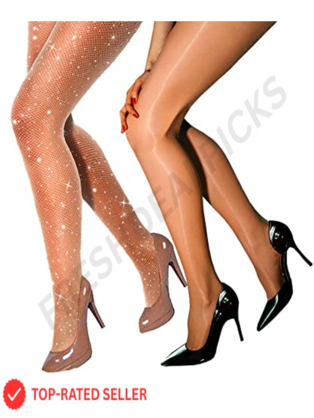 Sheer Fishnet Tights Set Sparkly Nylon Women High Waist